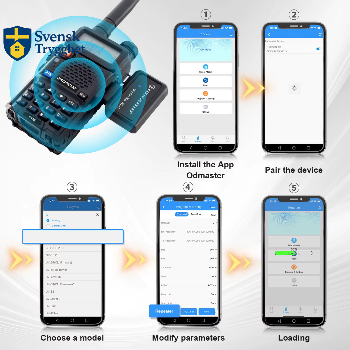 Radio Trådlös - Trådlös Programmeringsadapter – APP & PC-program för Baofeng UV-5R och Flera Modeller
