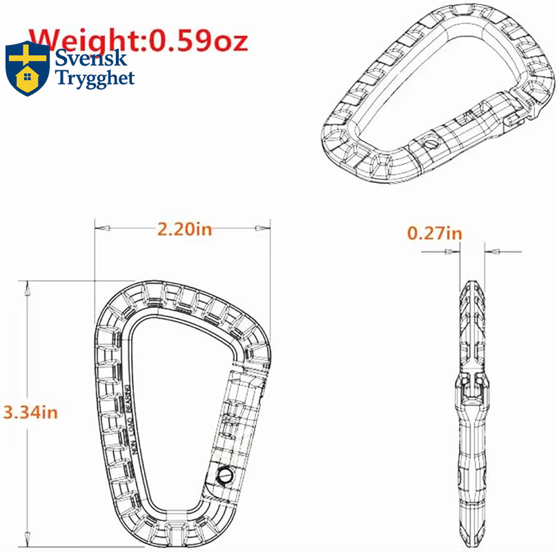 karbinhake, Hård Fjäderhake Utrustningskrok för Utomhus Camping Vandring