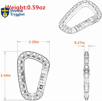 karbinhake, Hård Fjäderhake Utrustningskrok för Utomhus Camping Vandring