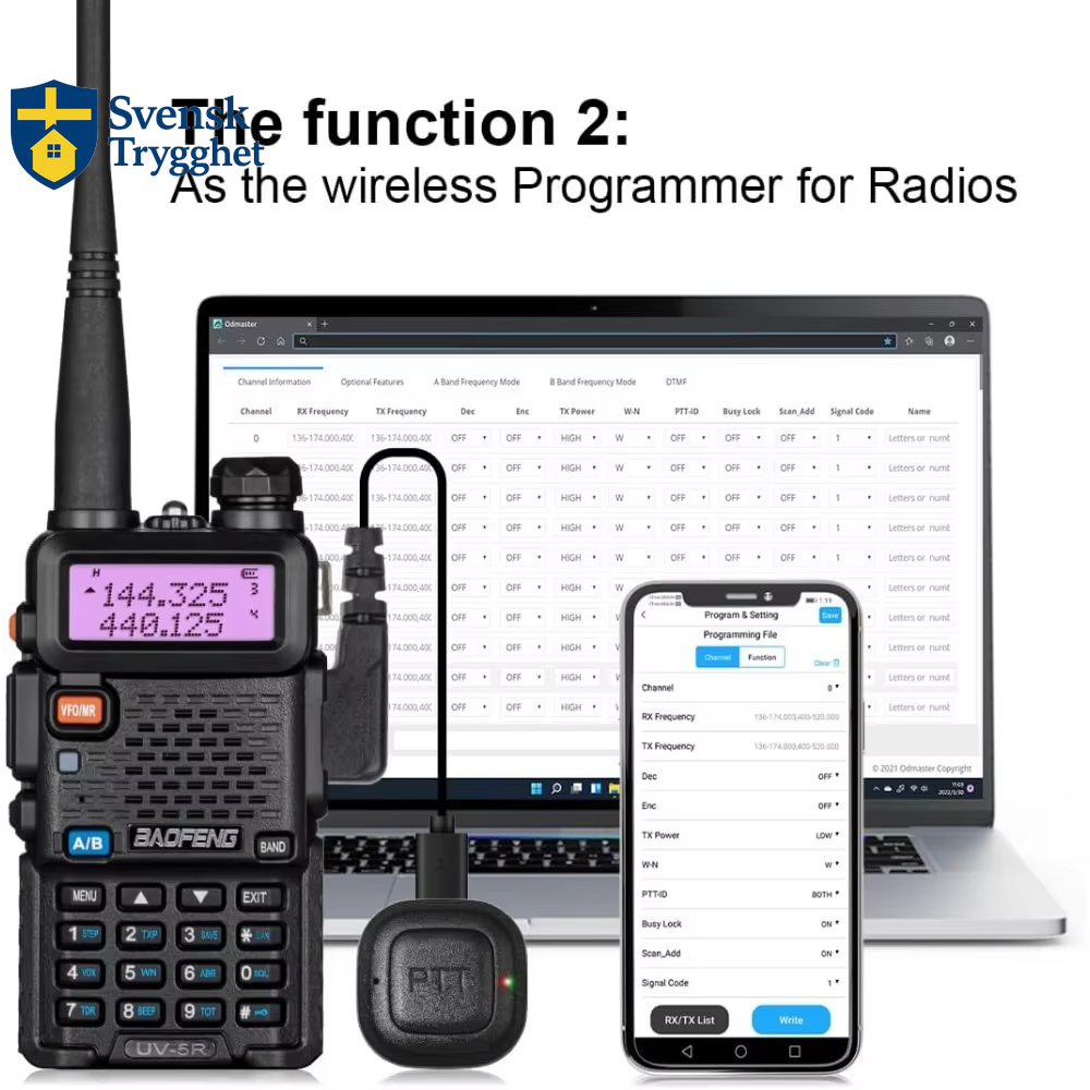 Radio Trådlös - Trådlös Programmeringsadapter – APP & PC-program för Baofeng UV-5R och Flera Modeller