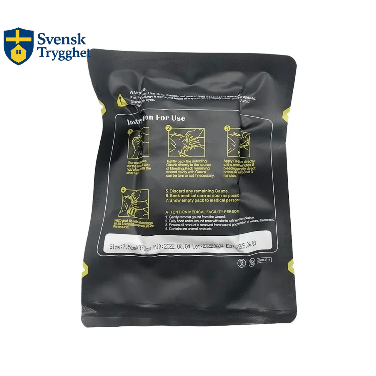 Taktisk kaolin hemostatisk komprimerad gasväv för nödsituationer utomhus