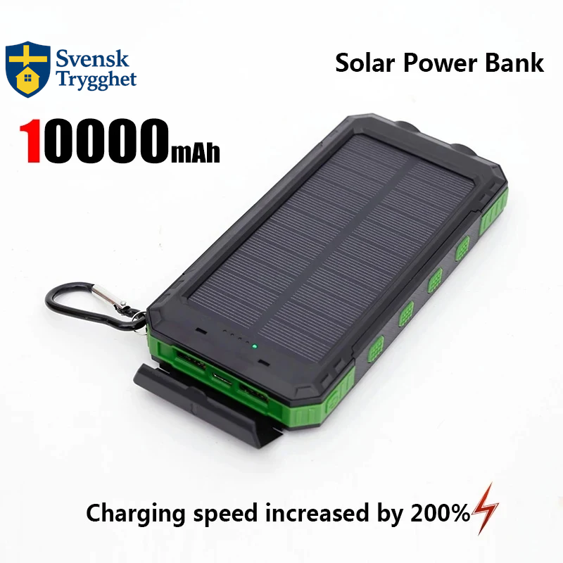50000mAh Solcellsdriven Powerbank – Portabel Extern Batteriladdare med Stark LED-lampa för iPhone och Samsung, bärbara dator med mera