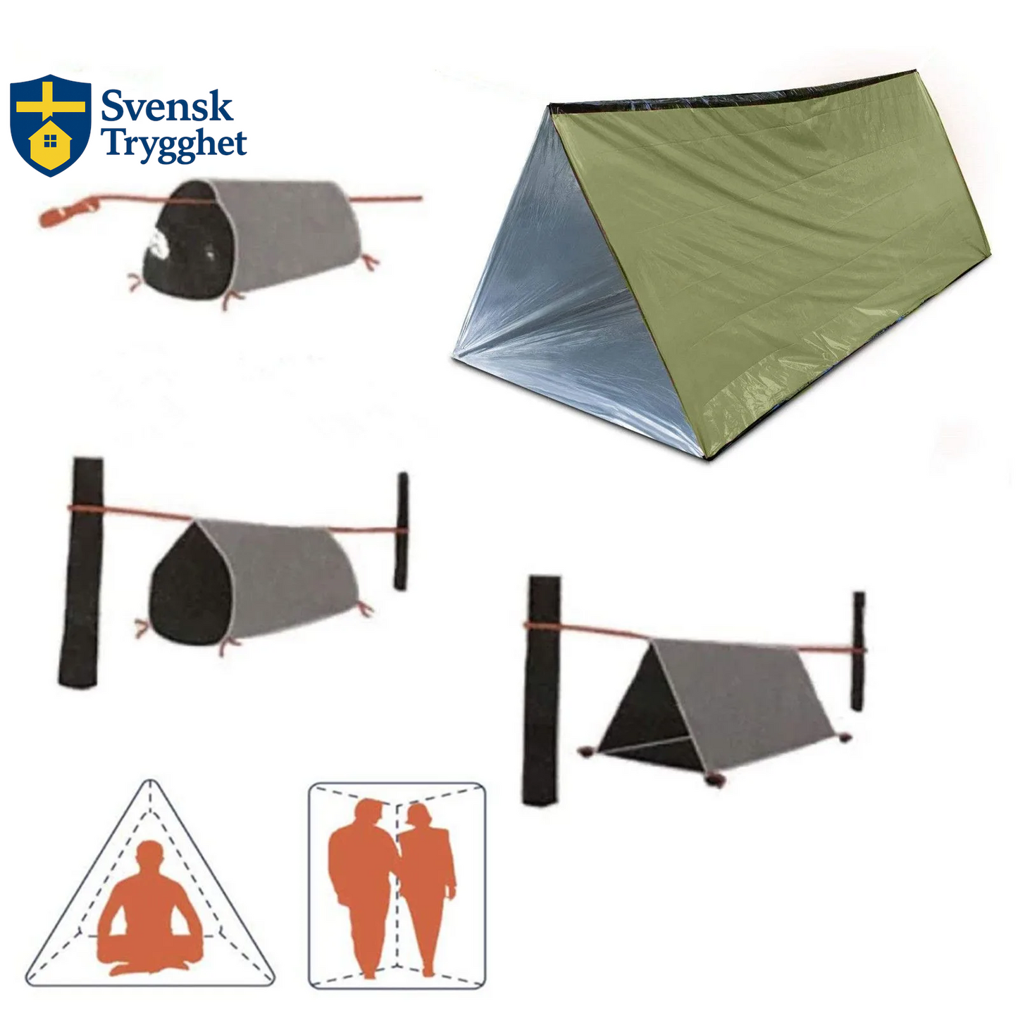 Vattentätt nödcampingtält