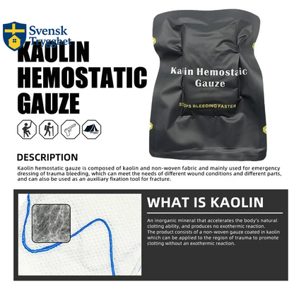 Taktisk kaolin hemostatisk komprimerad gasväv för nödsituationer utomhus